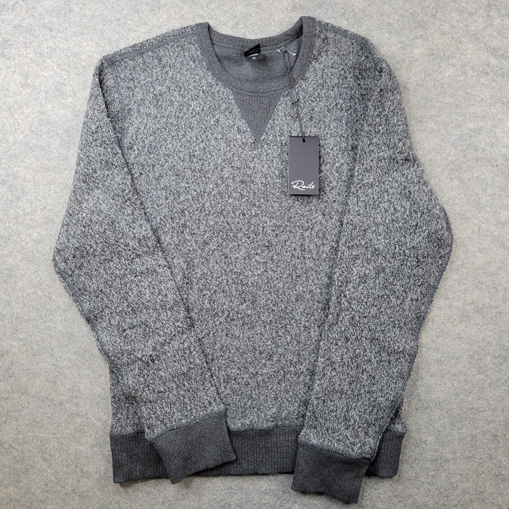 Rails‎ Sweater Mens Small Gray Cotton Polyester Crewneck Knit Pullover Heston